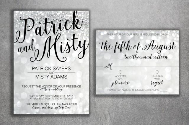 Affordable Black And Silver Wedding Invitation Kit Printed