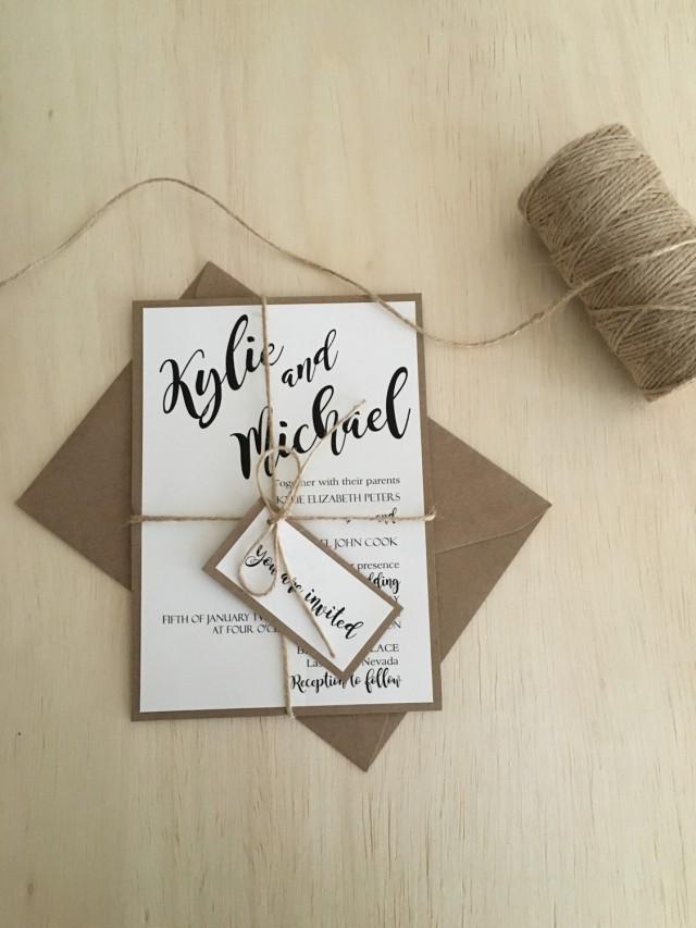 Rustic Wedding Invitation, Wedding Invitation Kit, Kraft Wedding
