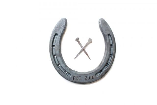 engraved iron horseshoe