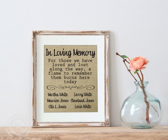 Wedding Remembrance In Loving Memory Wedding Burlap Print This Candle