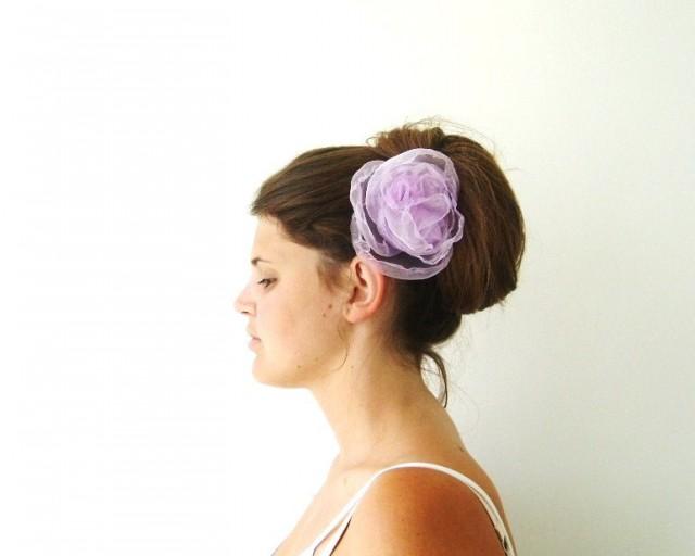 Wedding Hair Clip Flower Sweet Lilac Extra Large Organza Hair Accessory