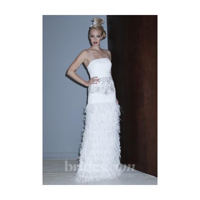 Sue Wong Fall Strapless Pleated Organza Sheath Wedding Dress