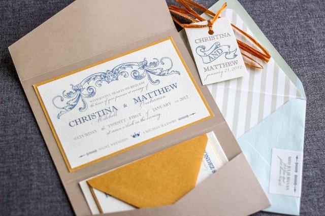 Blue And Gold Wedding Invitations Vintage Invitation Suite Beach