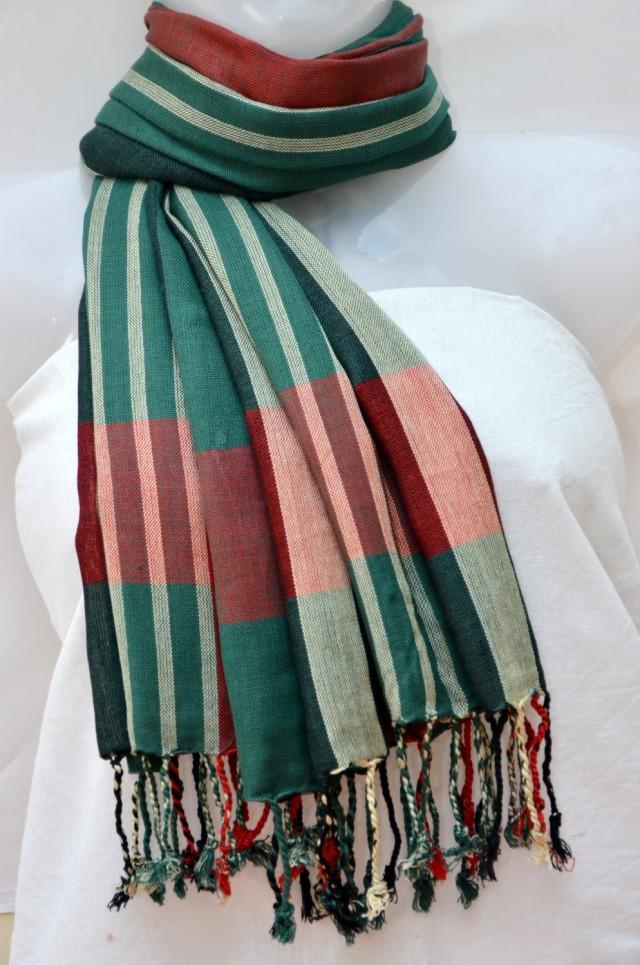 Men/Women Scarf, Green Red Scarf,gift For All,tartan Plaid Scarf,Indian