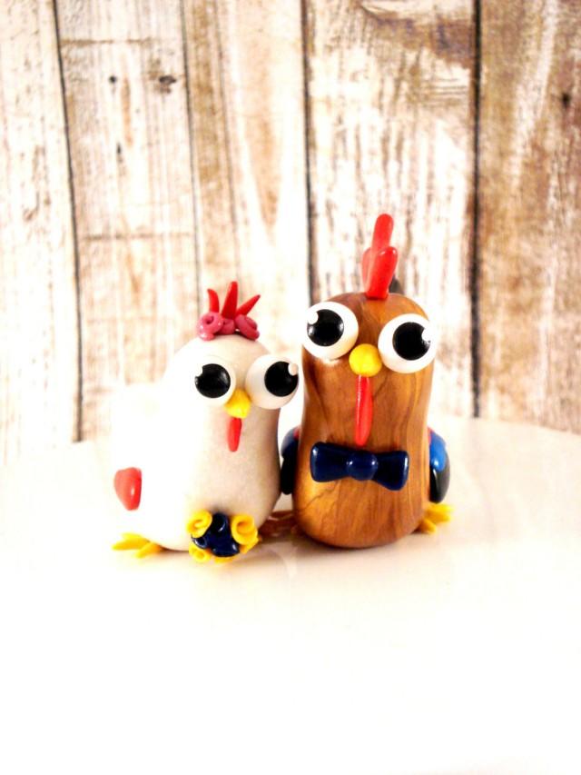 Chicken Wedding Cake Topper Rooster And Hen Bride And Groom Rustic