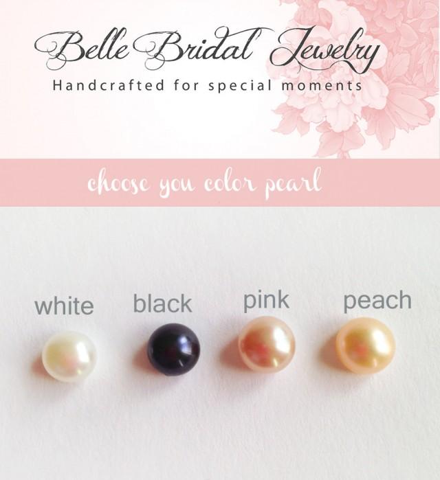 Button Pearl Studs, Sterling Silver Post, Classic Pearl Earrings, Pink