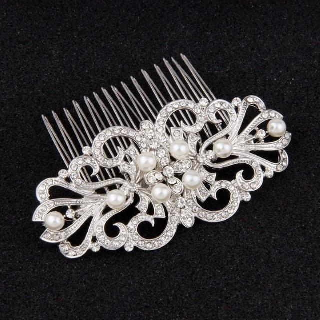 Vintage Pearl Bridal Hair Side Combs For Wedding Silver 2699615 Weddbook 3471