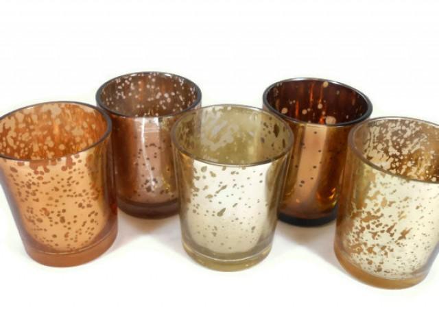 12 Mercury Glass Votive Candle Holder Free Shipping Tealight Set Silver Mercury Glass Candle 2196