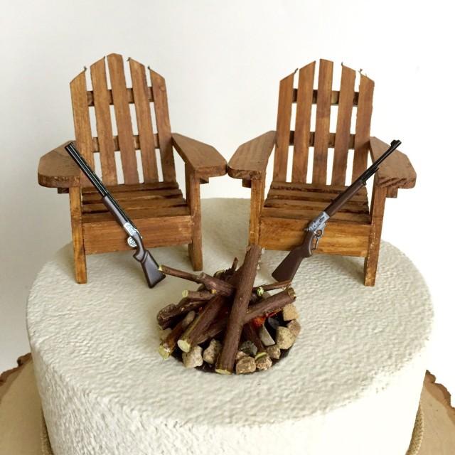 Rustic Hunting Wedding Cake Toppers Wedding Cake Topper Cabin Chairs Hunter Weddingrustic 