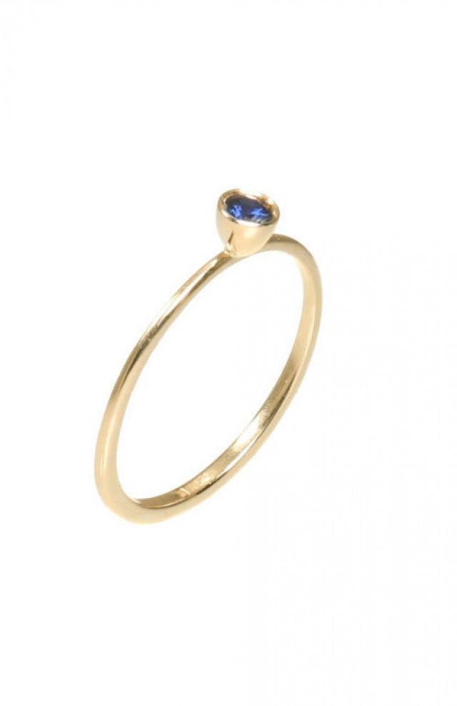 Gold Dainty Sapphire Engagement Ring, Yellow Gold Sapphire Ring, Dainty
