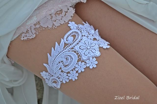 White Wedding Garter, Bridal Garter, Wedding Garter Set, Garter Set