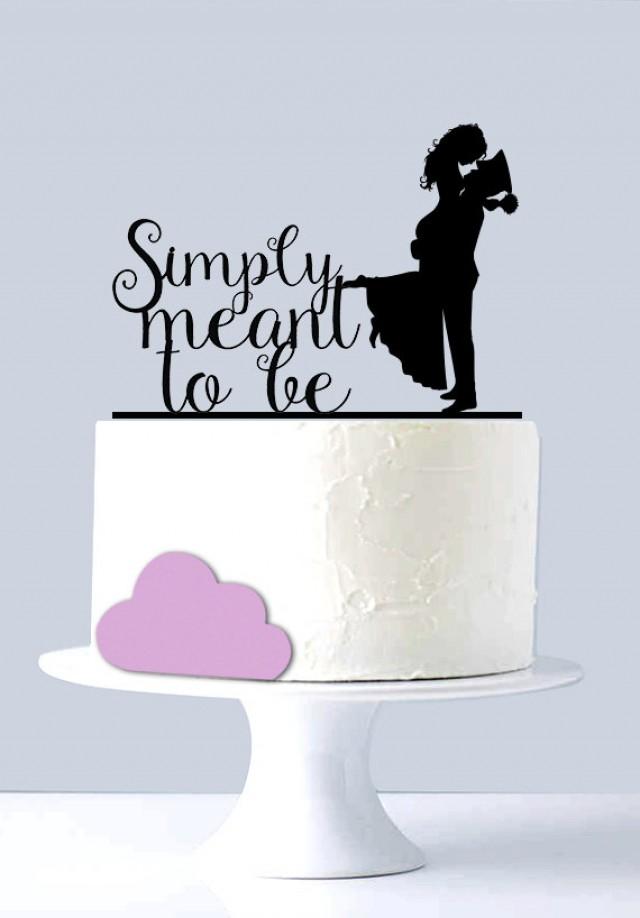 Simply Meant To Be with Initials Wedding Cake Topper 