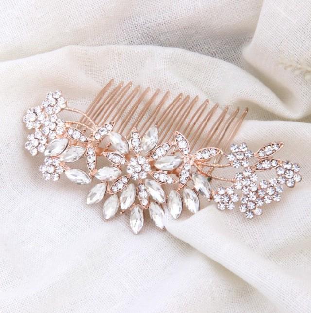 Bridal Hair Comb Rose Gold Decorative Crystal Combs For Wedding