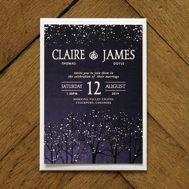 Winter Snow Wedding Invitation Set On Luxury Card