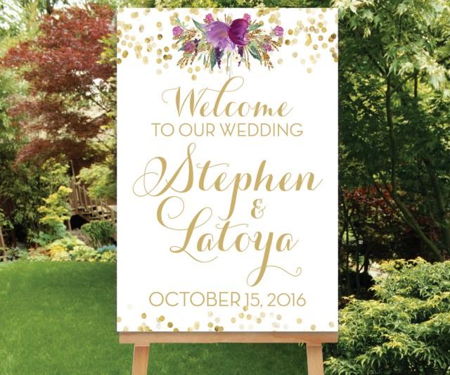 Printable Large Wedding Sign Reception Entrance Sign Purple