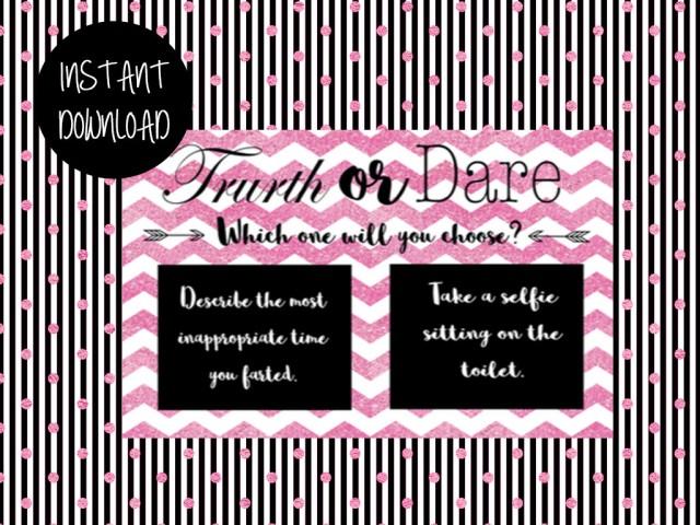 Truth Or Dare, Bachelorette, Hens, Party Game, Girls Night PRINTABLE ...