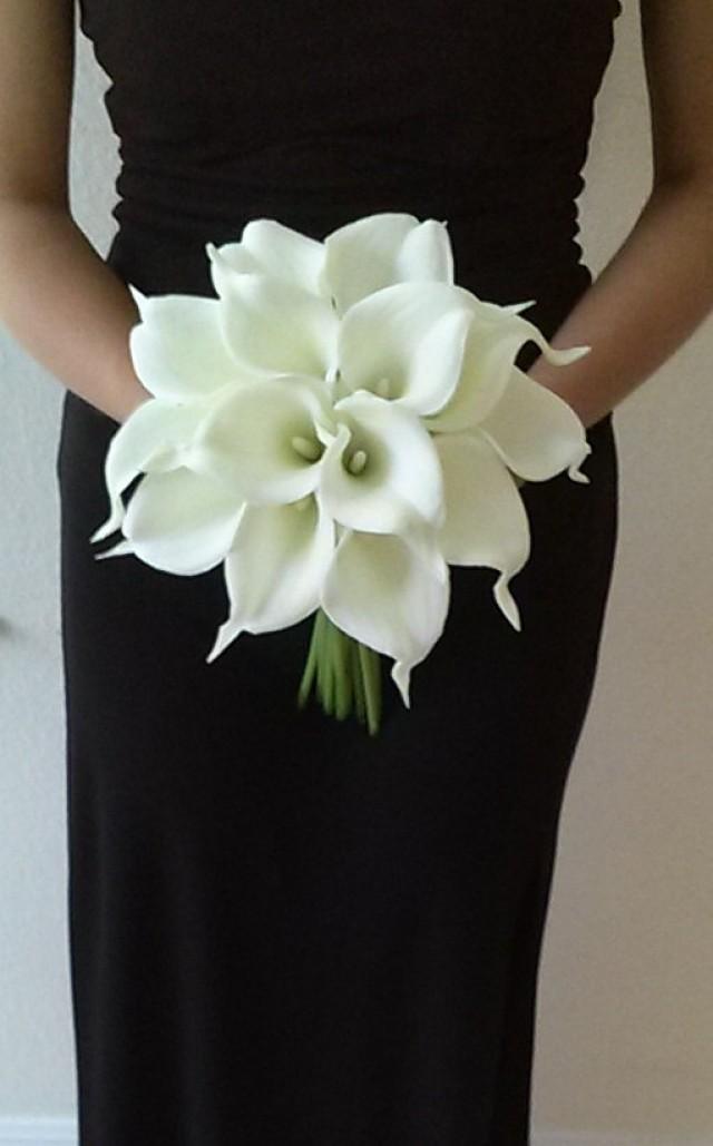 White Calla Lily Bridal Bouquet With Calla Lily Boutonniere Real Touch Calla Lily Bouquet 