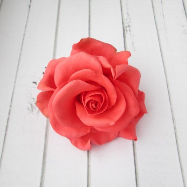 Coral Rose Hairpin Red Flowers Hair Pin Decoration Flowers