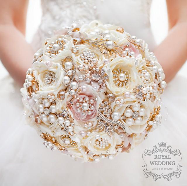 Bridal Bouquet Brooch Bouquet Gold Wedding Bouquet Ivory Bouquet