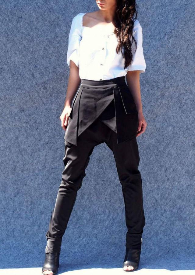 black low crotch pants