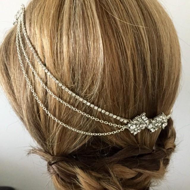 Art Deco Hair Chain , Art Deco Head Chain , Bridal Headpiece , 1920s