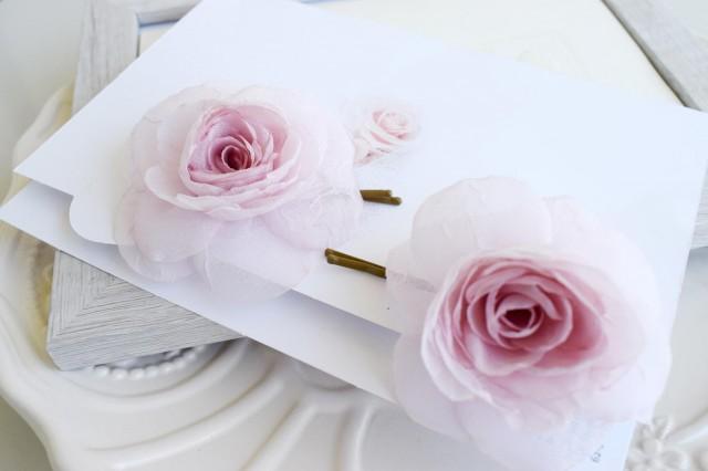 Pale Pink Bridal Rose Blush Silk Flower Wedding Hair Clip Bridal