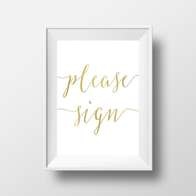 Please Sign Our Guest Book, Wedding Signs, Gold Wedding Sign, Wedding