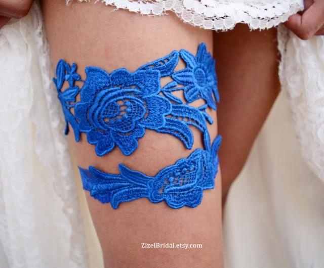 Royal Blue Garter, Wedding Garter, Blue Wedding Garter, Wedding Garter