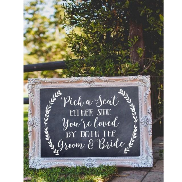 PERSONALISED Chalkboard Wedding CHOOSE A SEAT NOT A SIDE Seating Ceremony SIGN 