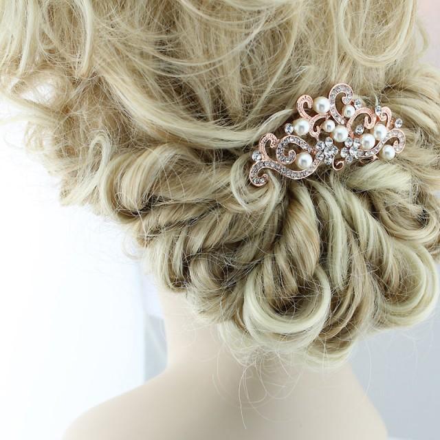 Rose Gold Bridal Hair Accessory, Rose Gold Hair Pin, Rose Gold Hair