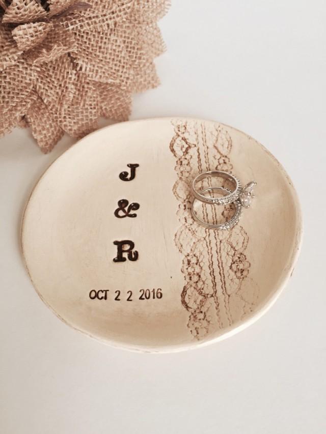 Wedding Ring Dish / Rustic Wedding Ring Holder / Something Old / Ring Bearer Dish / Personalized