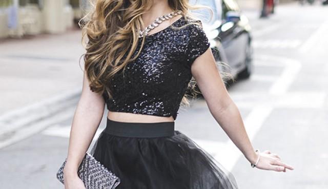sequin blouse black