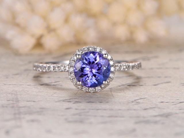 simple solitaire round tanzanite crown setting engagement ring simple solitaire round tanzanite crown setting engagement ring