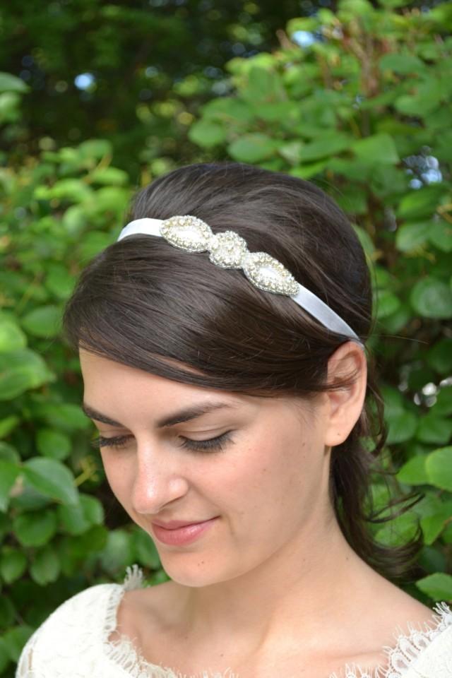 Rhinestone Flower Girl Headband, Tiny Diamante Bridal Headband, Sparkly