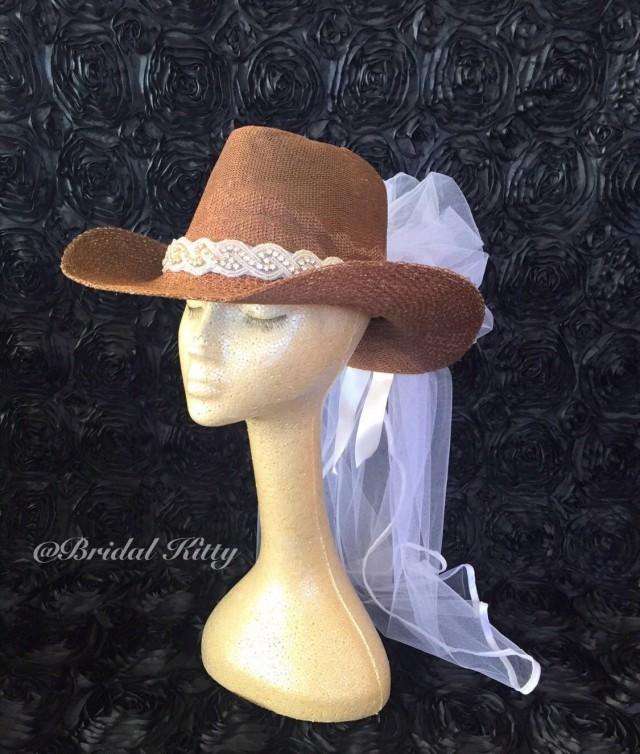 Cowboy Hat Veil Country Bachelorette Party Western Wedding Cowgirl