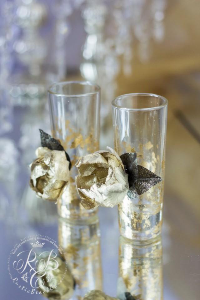 Fall Wedding Crystal And Gold Wedding Shot Glasses Collection