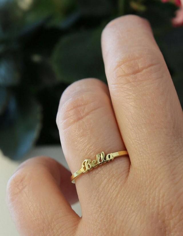 Tiny Gold Name Ring-Name Ring-Gold 
