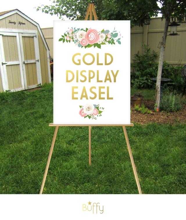 GOLD Easel . Wooden 5ft Floor Display Large Wedding Sign . Lightweight