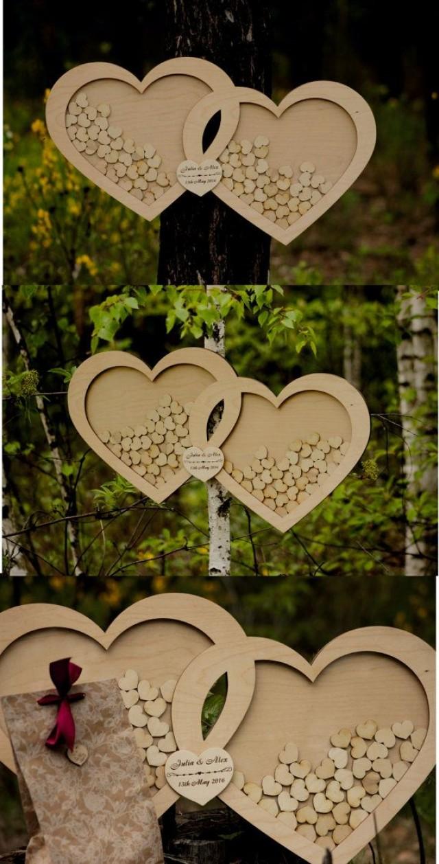 Wedding Guest Book Alternative Guest Book Drop Top Hearts Rustic