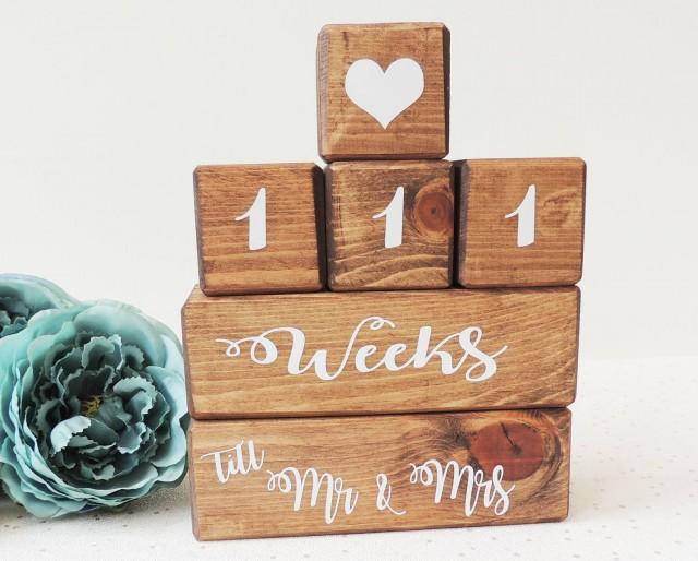 Wedding Countdown Wooden Countdown Blocks Engagement Gift Bride To