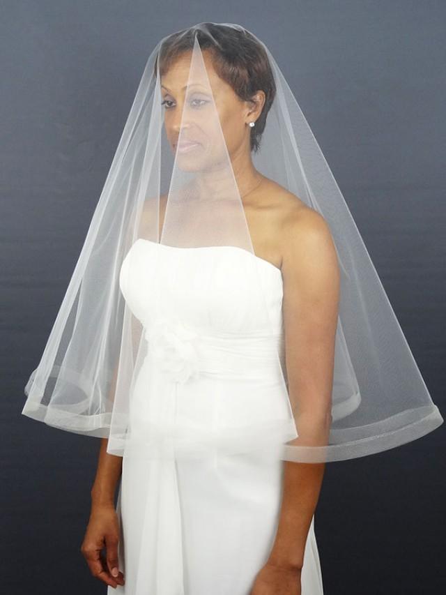 Wedding Veil With Horsehair Trim, Drop Veil, Horsehair Edge, Two Layer