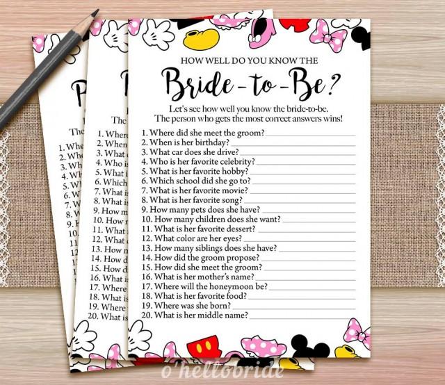 Disney Theme Bridal Shower How Well Do You Know The Bride To Be