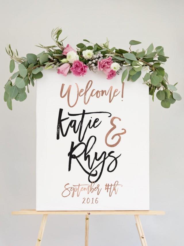 Rose Gold Wedding Welcome Sign For Wedding Reception Entrance Sign