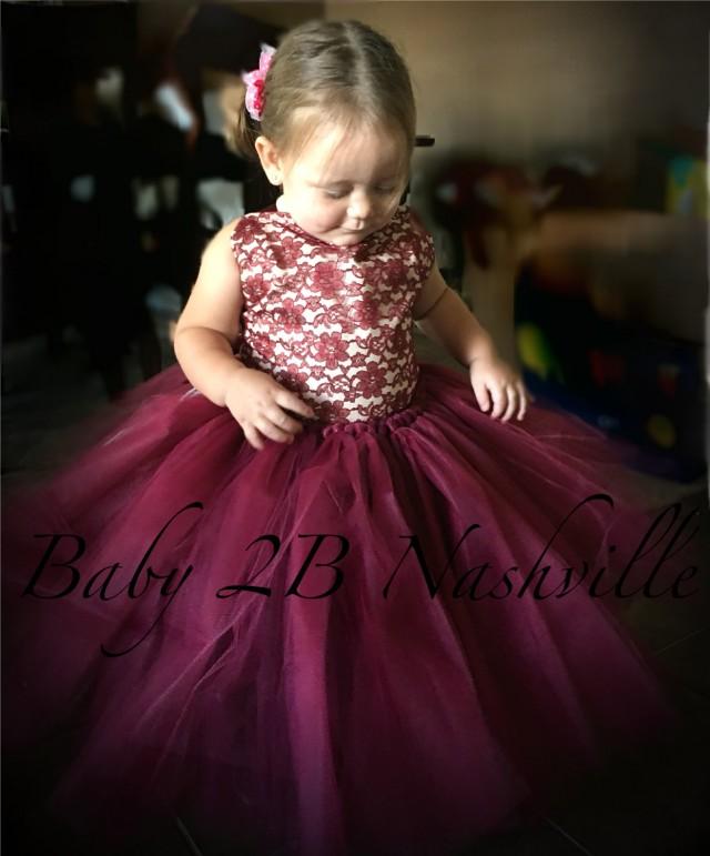 burgundy baby flower girl dress