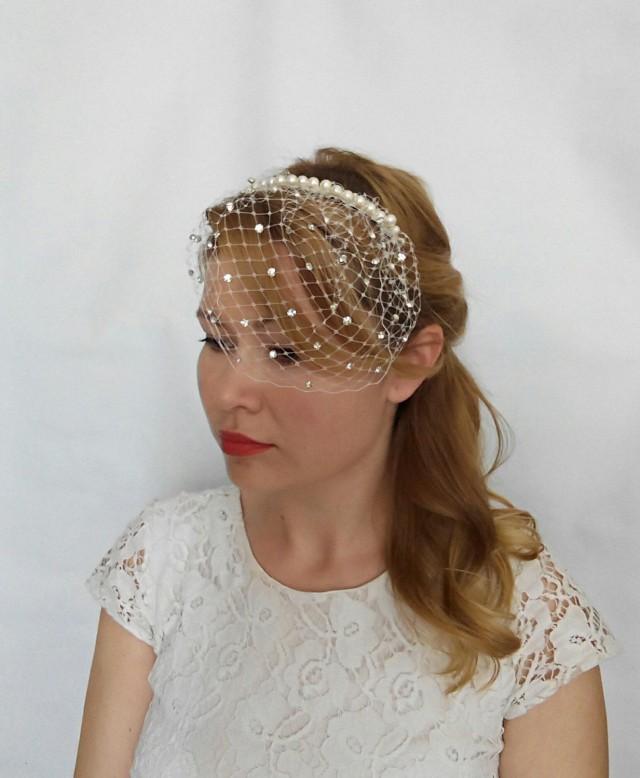 Rhinestone Veil, Small Veil, Pearl Veil, Mini Veil, Birdcage Veil