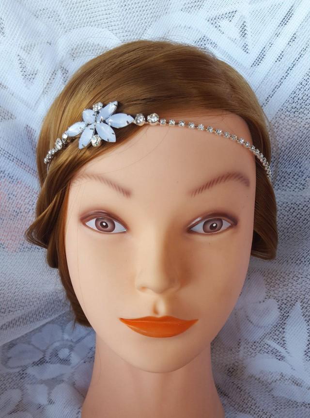 Beautiful Rhinestone & Flower Wedding Headband, Wedding Head Band