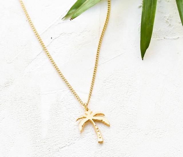Tiny Palm Necklace, Palm Pendant, Palm Charm Necklace, Girls Necklace