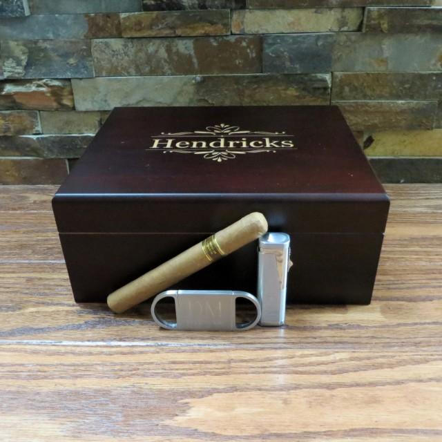 Personalized Cigar Accessory Kit Humidor Cigar Cutter Cigar Lighter