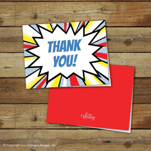 Printable Thank You Notes, Folded Thank You Cards, Super Hero Comic ...