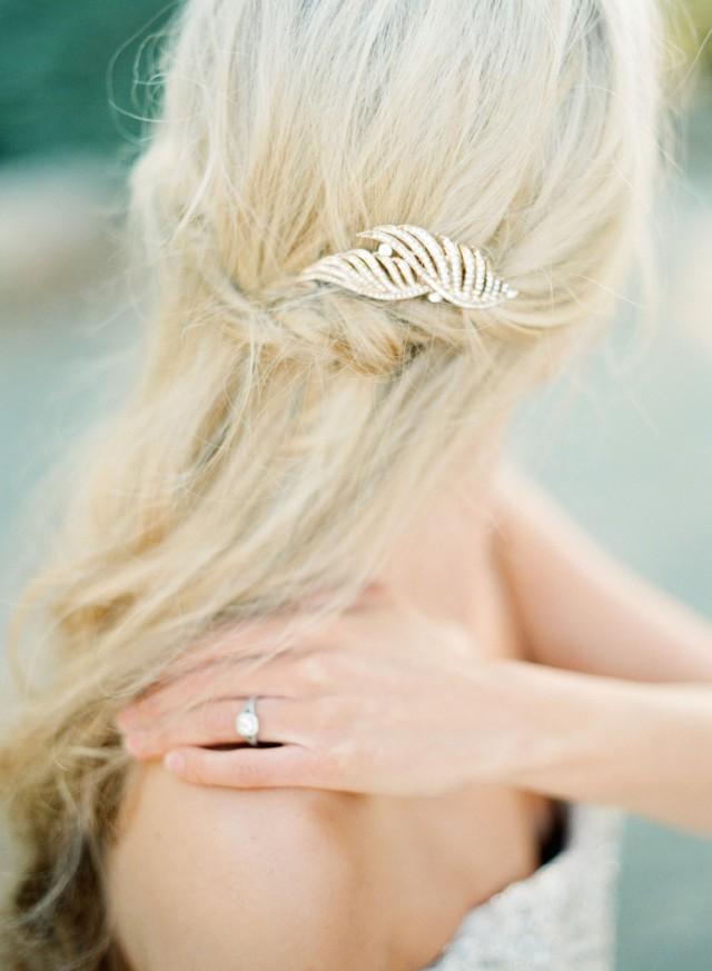 Gold Hair Comb, Gold Crystal Bridal Hair Comb,Swarovski Crystal Gilded Wedding Hair Comb